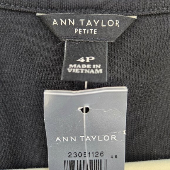NWT Ann Taylor Ruched Waist Little Black Dress Size 4 Petite - Picture 3 of 7